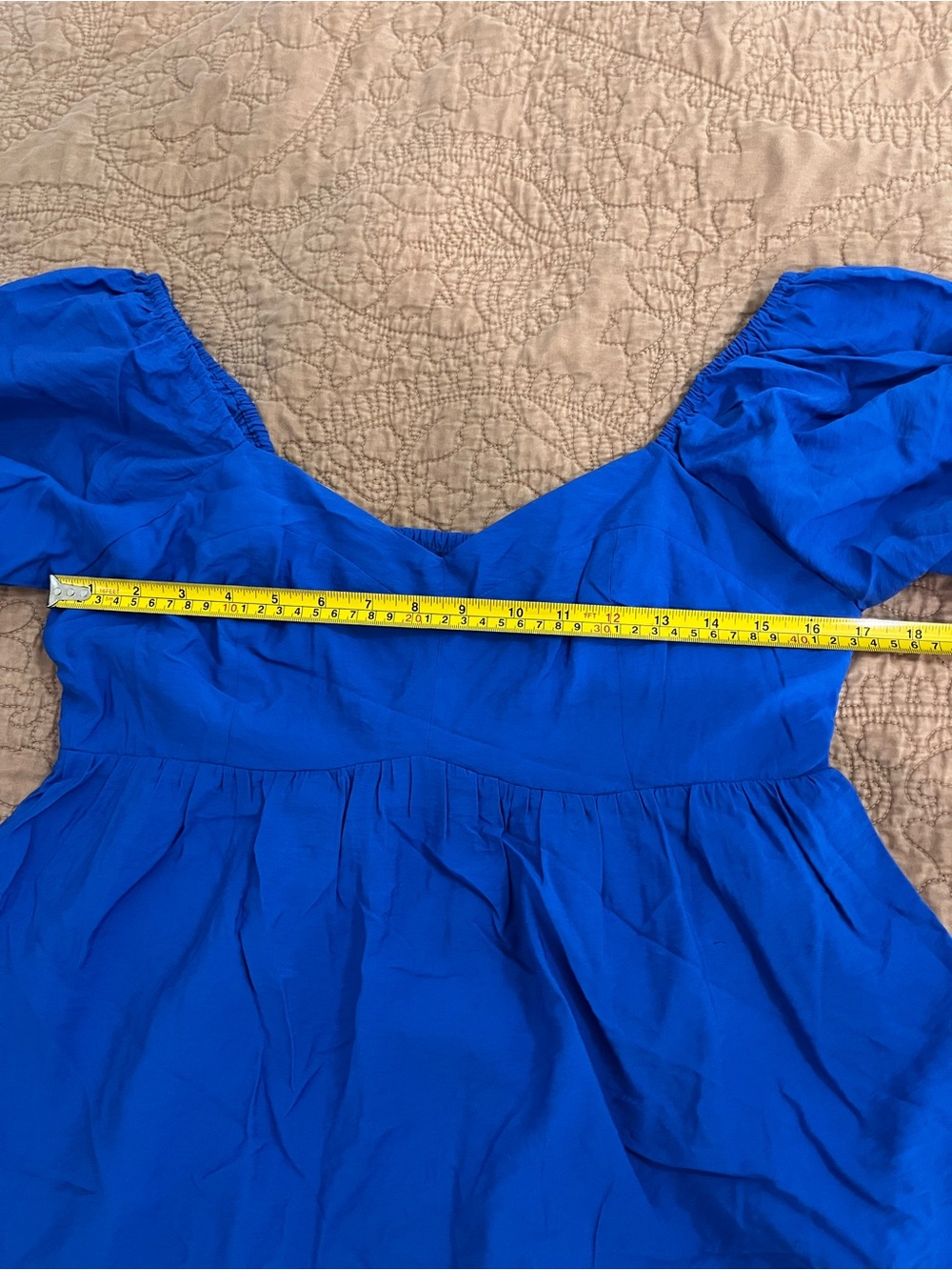 Cobalt Blue Puff-Sleeve Flowy Peplum Babydoll Blouse Nine West Women L - Picture 5 of 9